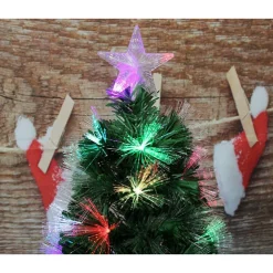 ALBERO DI NATALE IN FIBRA OTTICA 150CM VERDE MULTICOLORI CON PUNTA STELLA A LED