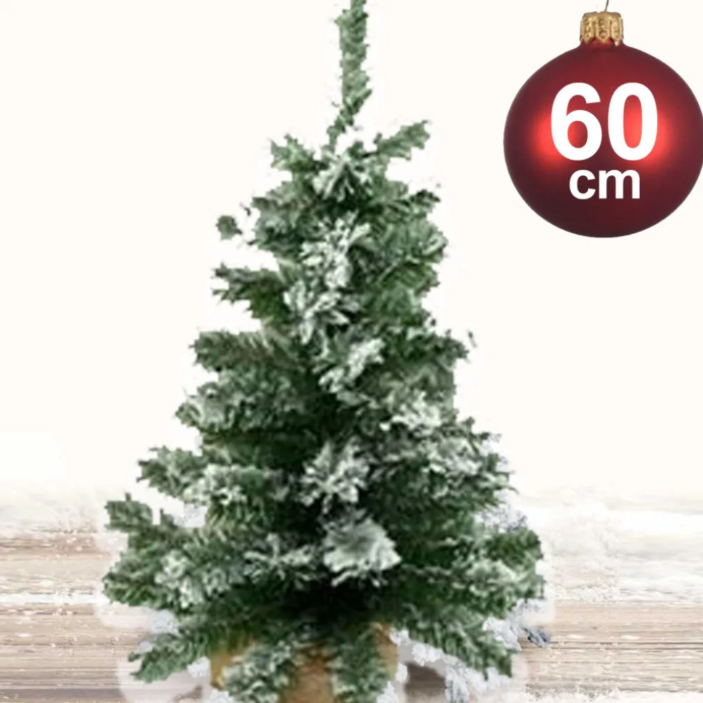 ALBERO DI NATALE INNEVATO 60CM 60 PUNTE CASA UFFICIO ARREDO NEGOZIO EFFETTO NEVE