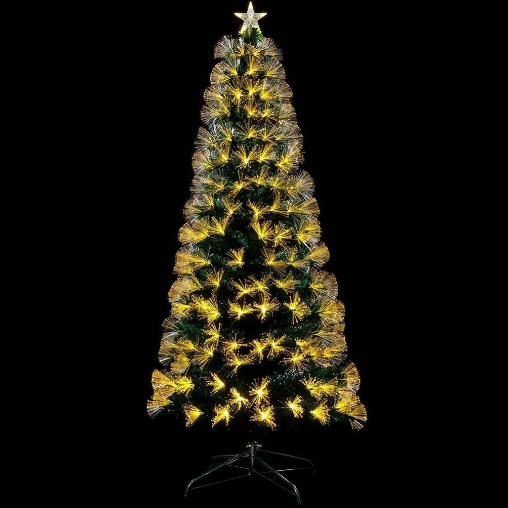 ALBERO DI NATALE LUMINOSO 150 CM CON LUCI LED FIBRA OTTICA BIANCO CALDO