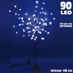 ALBERO DI NATALE LUMINOSO CILIEGIO PER ESTERNO 90 LED ALTEZZA 100 BIANCO FREDDO