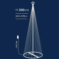 ALBERO DI NATALE LUMINOSO BIANCO CALDO 394 LED 300CM DECORAZIONE PER ESTERNO