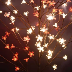 ALBERO DI NATALE LUMINOSO CILIEGIO PER ESTERNO 90 LED 100CM BIANCO CALDO E ROSSO