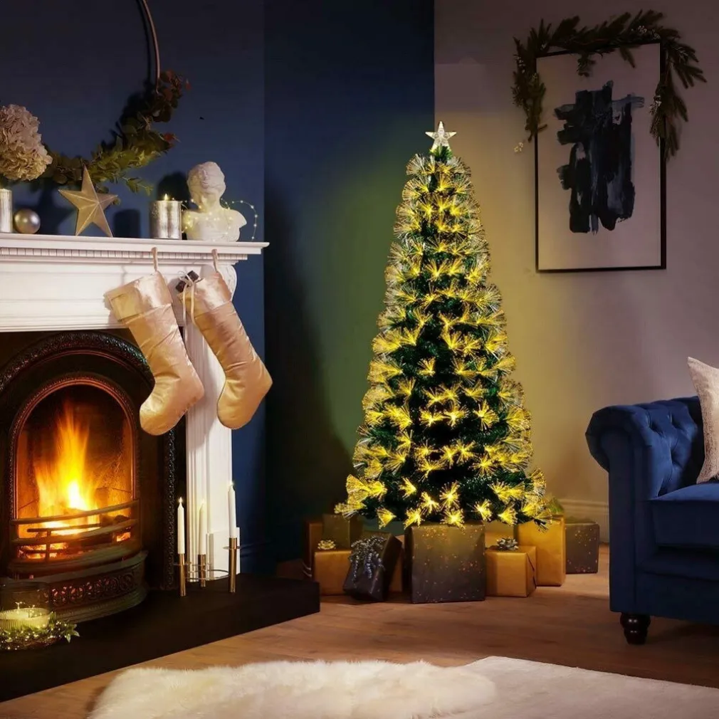 ALBERO DI NATALE LUMINOSO 120 CM CON LUCI LED FIBRA OTTICA BIANCO CALDO