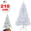 ALBERO DI NATALE SINTETICO 210CM BIANCO NEVE DECORAZIONE PER CASA SCUOLA UFFICIO