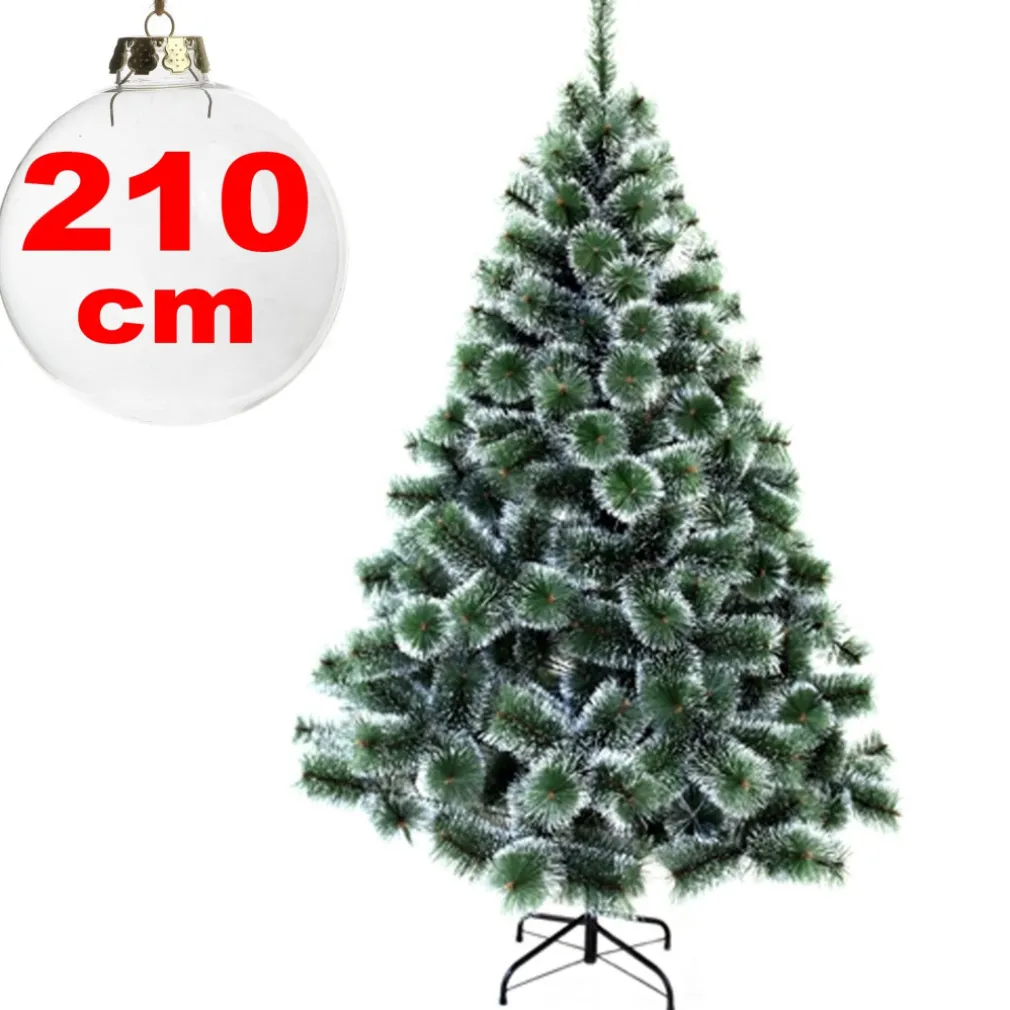 ALBERO DI NATALE SINTETICO 210 CM INNEVATO DECORAZIONE PER CASA SCUOLA UFFICIO