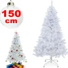 ALBERO DI NATALE SINTETICO 150CM BIANCO NEVE DECORAZIONE PER CASA SCUOLA UFFICIO