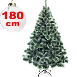 ALBERO DI NATALE SINTETICO 180 CM INNEVATO DECORAZIONE PER CASA SCUOLA UFFICIO