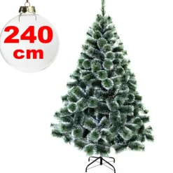 ALBERO DI NATALE SINTETICO 240 CM INNEVATO DECORAZIONE PER CASA SCUOLA UFFICIO