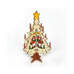 ALBERO IN LEGNO A INCASTRO CON PERSONAGGIO NATALIZIO DECORAZIONI NATALIZIE