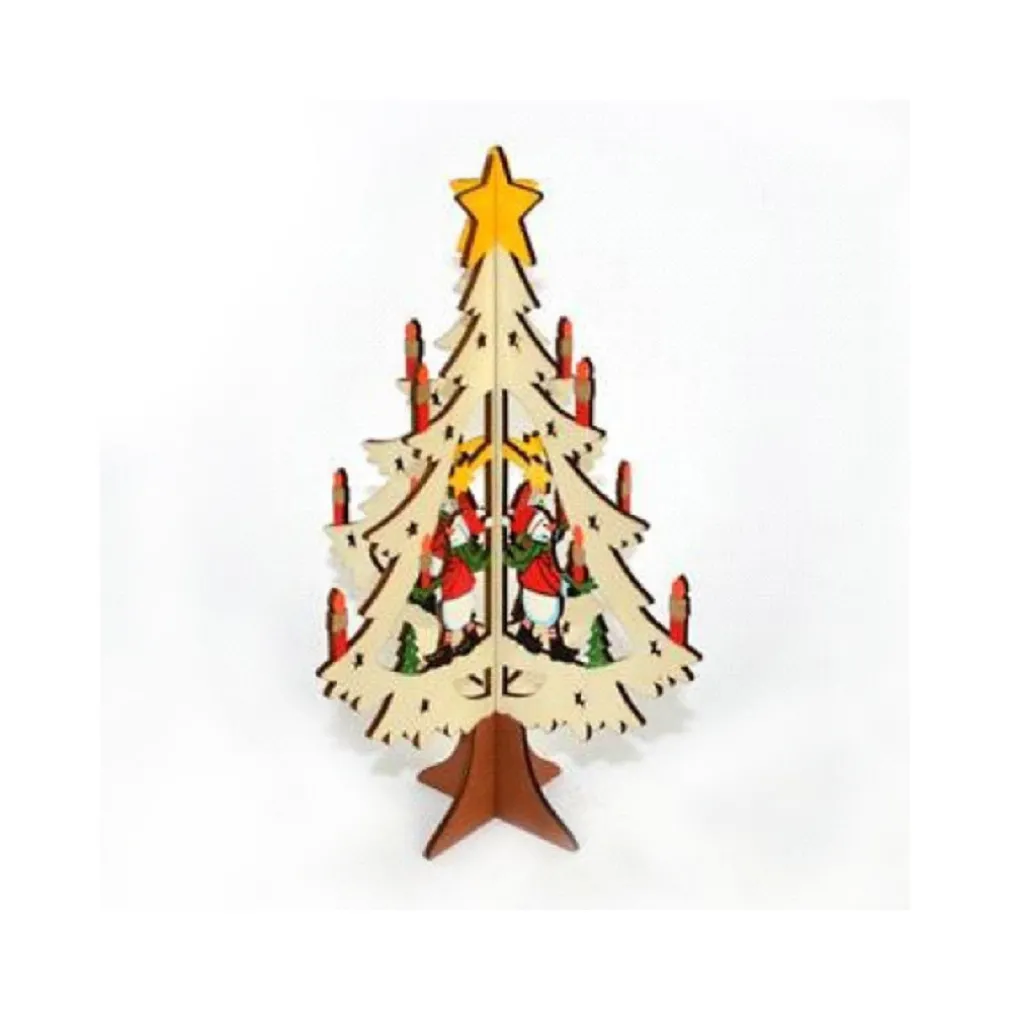 ALBERO IN LEGNO A INCASTRO CON PERSONAGGIO NATALIZIO DECORAZIONI NATALIZIE