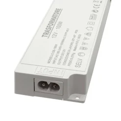ALIMENTATORE SLIM 100 WATT TRASFORMATORE CORRENTE 12V STRISCE LUCI LED QS-100W