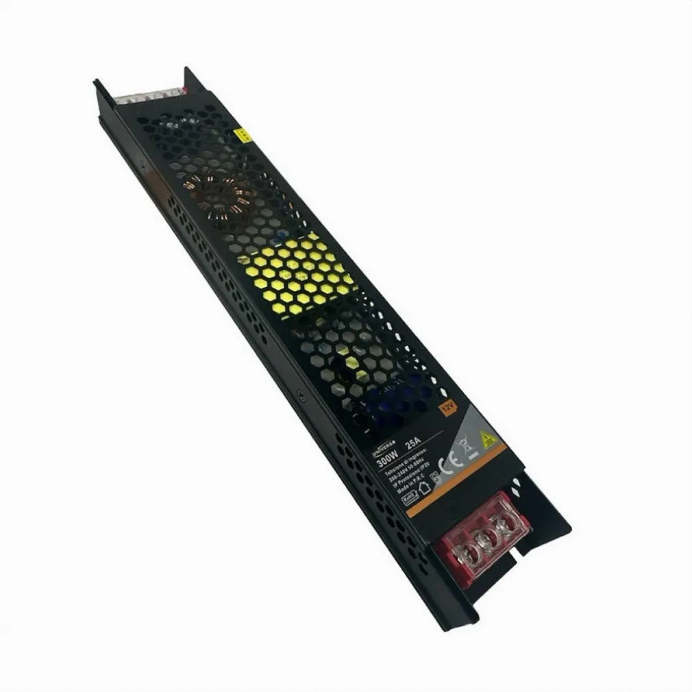 ALIMENTATORE SLIM STABILIZZATO 12V 300WATT SWITCH TRASFORMATORE LED FHYLA300W12V