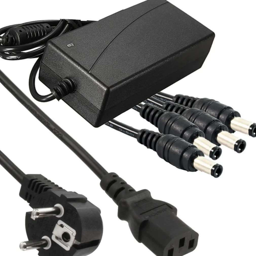 ALIMENTATORE STABILIZZATO TRASFORMATORE 12V 5A 4 USCITE TELECAMERE DVR STRISCE