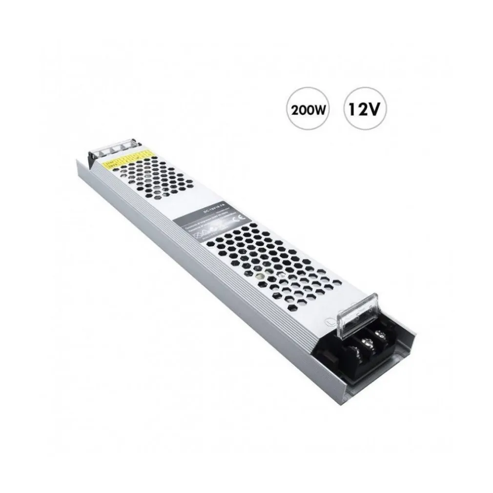 ALIMENTATORE TRASFORMATORE STABILIZZATO SLIM 16.7A 12V 110-230V 200W S-12V-200W