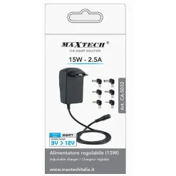 ALIMENTATORE UNIVERSALE 8 ADATTATORI SWITCH 3-12V PC NOTEBOOK FOTOCAMERA MAXTECH CA-S032