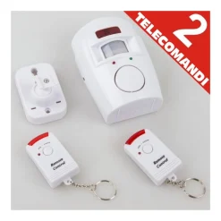 ALLARME CON SENSORE INFRAROSSI 2 TELECOMANDI 105 DB RAGGIO 6 METRI CASA UFFICIO