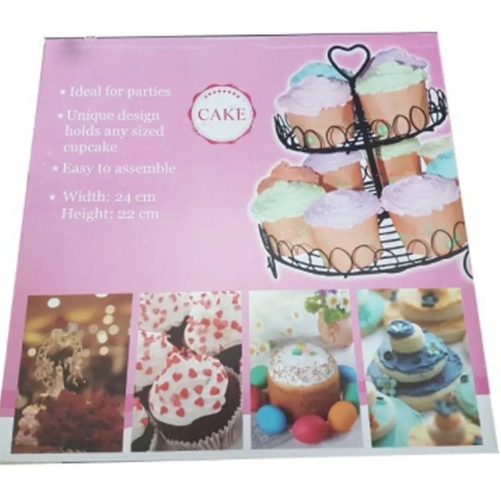 ALZATA TORTIERA 24X22 CM DUE PIANI FERRO PORTA DOLCI MUFFIN CUP CAKE DECORAZIONI