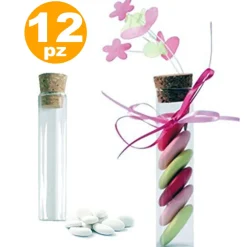 AMPOLLINE BOTTIGLIETTE BOMBONIERE PORTACONFETTI IN VETRO CON TAPPO IN SUGHERO