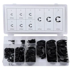 ANELLI ELASTICI SEEGER KIT DA 300 PZ ASSORTITI RONDELLE ANELLO ELASTICO E-CLIPS