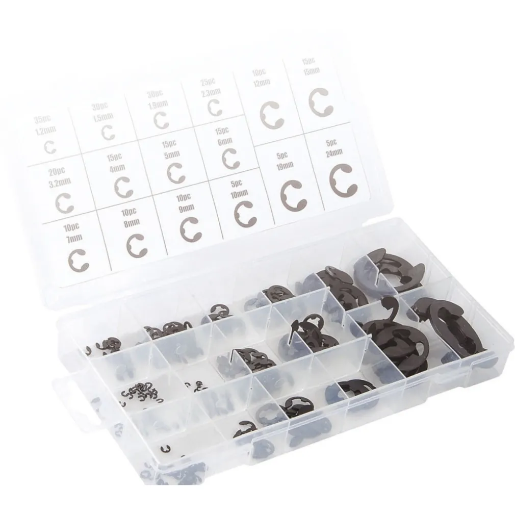 ANELLI ELASTICI SEEGER KIT DA 300 PZ ASSORTITI RONDELLE ANELLO ELASTICO E-CLIPS