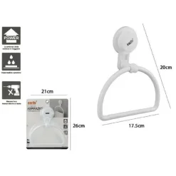ANELLO PORTASCIUGAMANI ASCIUGAMANO ATTACCO VENTOSA BIANCO ACCESSORI BAGNO 59542
