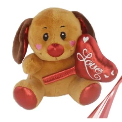 ANIMALI PELUCHE CON CUORE SCRITTA LOVE LAMÈ 16CM SAN VALENTINO 3 MOD. ASS. 93642