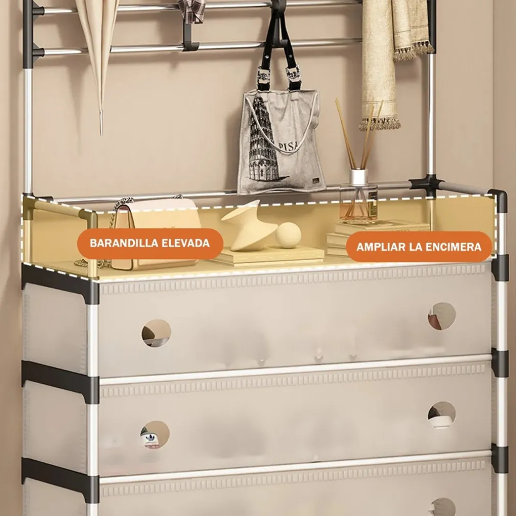 APPENDIABITI 8 GANCI SCARPIERA 4 RIPIANI ORGANIZER SCARPE ARMADIO MULTIFUNZIONE IN ACCIAIO