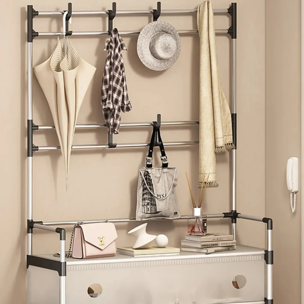 APPENDIABITI 8 GANCI SCARPIERA 4 RIPIANI ORGANIZER SCARPE ARMADIO MULTIFUNZIONE IN ACCIAIO