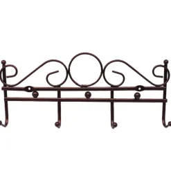 APPENDIABITI ATTACCAPANNI IN METALLO BRONZATO A PARETE 4 POSTI GANCI 30X12 CM