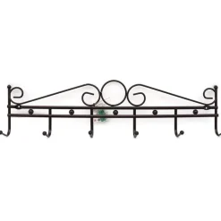 APPENDIABITI ATTACCAPANNI IN METALLO BRONZATO A PARETE 6 POSTI GANCI 11,5X48 CM