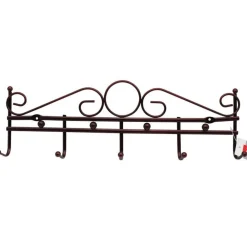 APPENDIABITI ATTACCAPANNI IN METALLO BRONZATO A PARETE 5 POSTI GANCI 39X12 CM