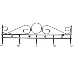 APPENDIABITI ATTACCAPANNI IN METALLO COLORE SILVER A PARETE 5 POSTI GANCI 40X12