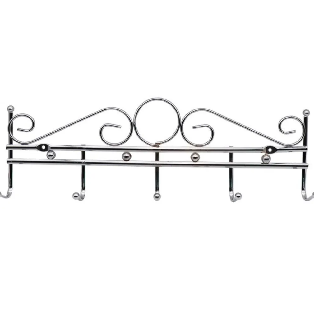 APPENDIABITI ATTACCAPANNI IN METALLO COLORE SILVER A PARETE 5 POSTI GANCI 40X12