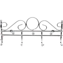 APPENDIABITI ATTACCAPANNI IN METALLO COLORE SILVER A PARETE 4 POSTI GANCI 30X12