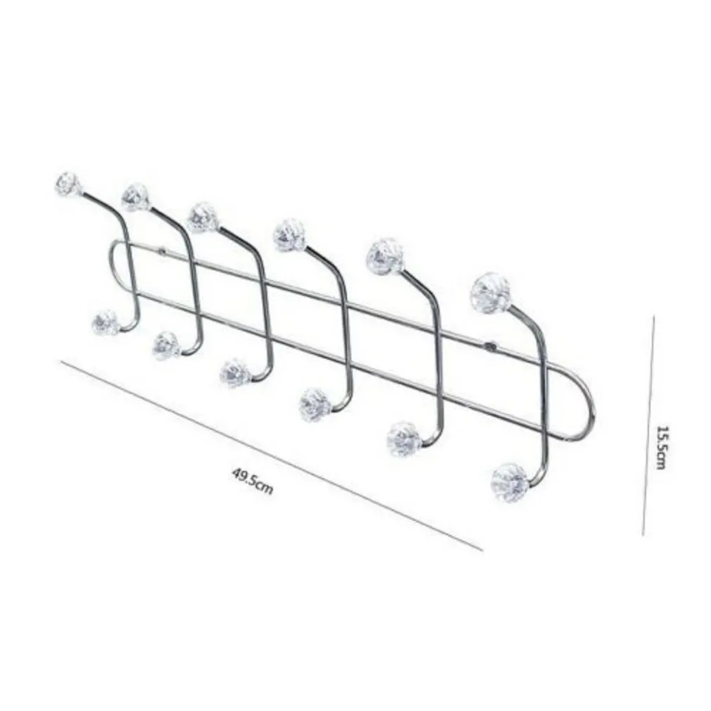 APPENDIABITI ATTACCAPANNI DA PORTA 12 GANCI POMELLI CRYSTAL GANCIO DIETRO PORTA