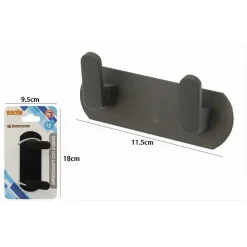 APPENDIABITI CON 2 GANCI APPENDINO PORTASCIUGAMANO BAGNO CASA CUCINA NERO 59736