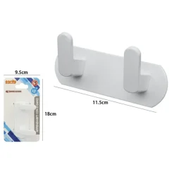 APPENDIABITI CON 2 GANCI APPENDINO PORTASCIUGAMANO BAGNO CASA CUCINA BIANCO 59741