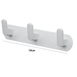 APPENDIABITI CON 3 GANCI APPENDINO PORTASCIUGAMANO DA BAGNO CASA CUCINA BIANCO 59742