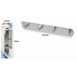 APPENDIABITI CON 4 GANCI APPENDINO ASCIUGAMANO BAGNO CASA CUCINA CROMATO 59733
