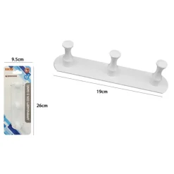 APPENDIABITI CON 3 GANCI BIANCO PER ACCAPPATOIO BAGNO CUCINA CASA DA PARETE 59757