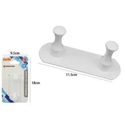 APPENDIABITI CON 2 GANCI BIANCO PER ACCAPPATOIO BAGNO CUCINA CASA DA PARETE 59756