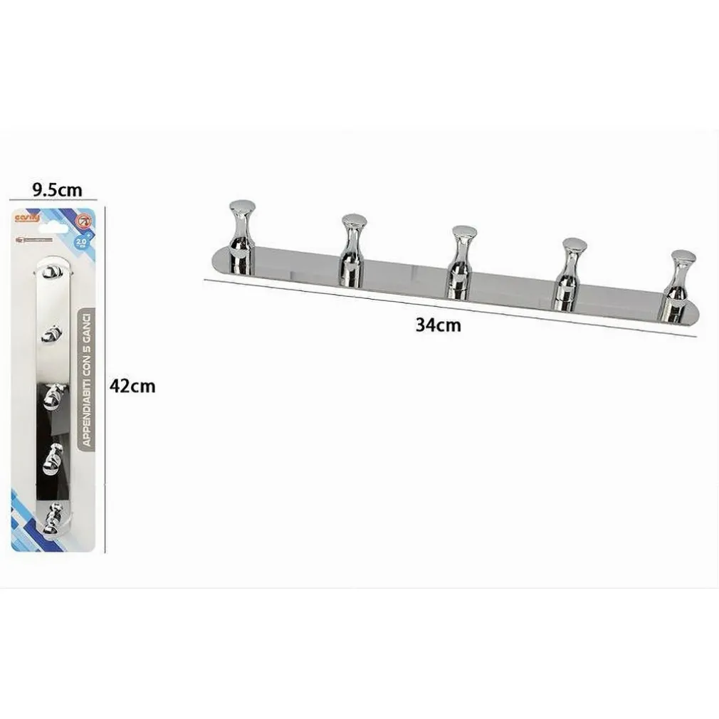 APPENDIABITI CON 5 GANCI PER ACCAPPATOIO BAGNO CASA A PARETE CONTEMPORANEO 59749