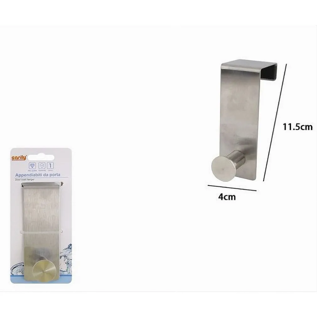 APPENDIABITI DA PORTA CON 1 GANCIO 4X11.5CM SILVER PER ASCIUGAMANI VESTITI 87782