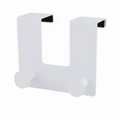 APPENDIABITI DA PORTA CON 2 GANCI 12.5X11.5 CM BIANCO ASCIUGAMANI VESTITI 87779