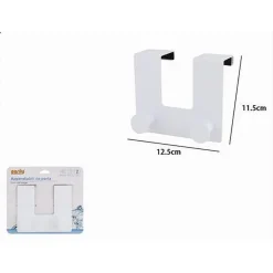 APPENDIABITI DA PORTA CON 2 GANCI 12.5X11.5 CM BIANCO ASCIUGAMANI VESTITI 87779