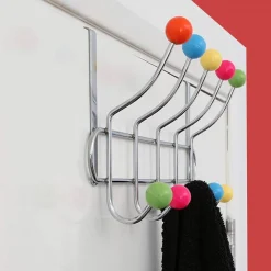 APPENDIABITI DA PORTA CON 10 GANCI E POMELLI MULTICOLORE GANCIO DIETRO PORTA