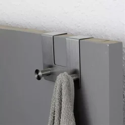 APPENDIABITI DA PORTA CON 2 GANCI 12.5 X 11.5CM SILVER ASCIUGAMANI VESTITI 87783