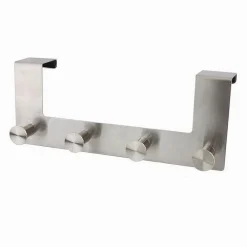 APPENDIABITI DA PORTA CON 4 GANCI 27X11.5CM SILVER PER ASCIUGAMANI VESTITI 87785