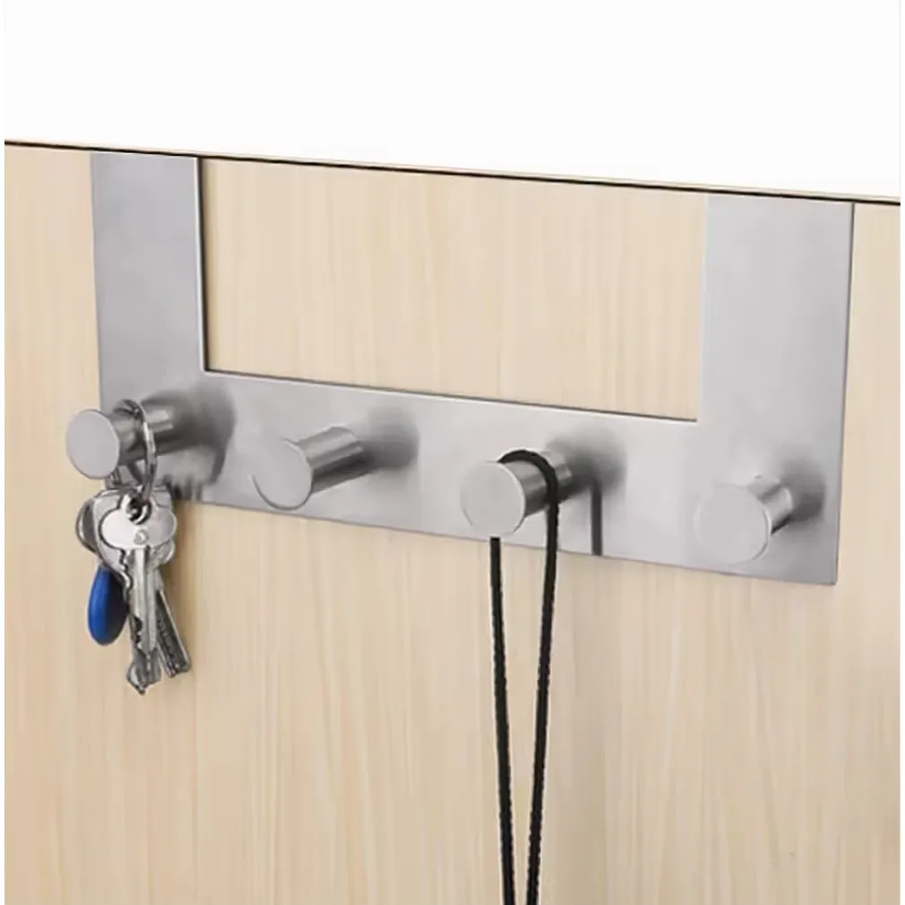 APPENDIABITI DA PORTA CON 4 GANCI 27X11.5CM SILVER PER ASCIUGAMANI VESTITI 87785