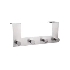APPENDIABITI DA PORTA CON 4 GANCI 27X11.5CM SILVER PER ASCIUGAMANI VESTITI 87785